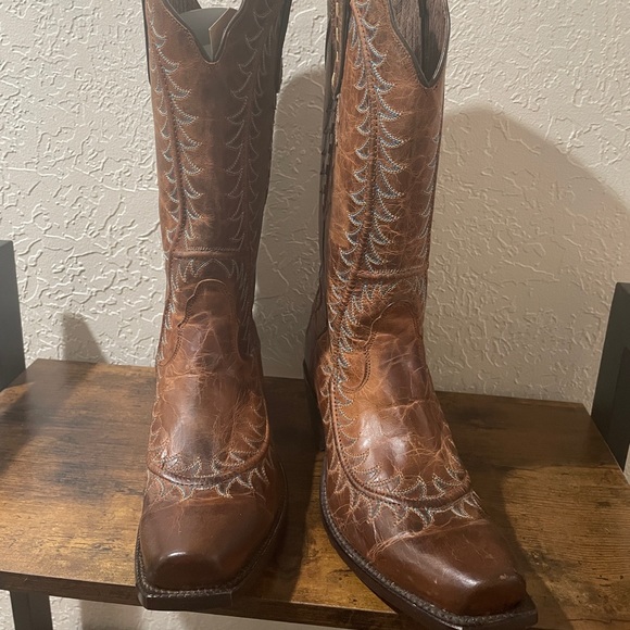NWT Nocona Rich Brown Leather Boots w/ Stitching Sz. 10 - Picture 3 of 16